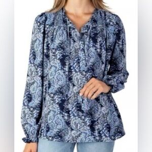 Joie Limited Edition Peasant Blouse Women’s Size XXL Floral Ruffle Cuff Tie Neck